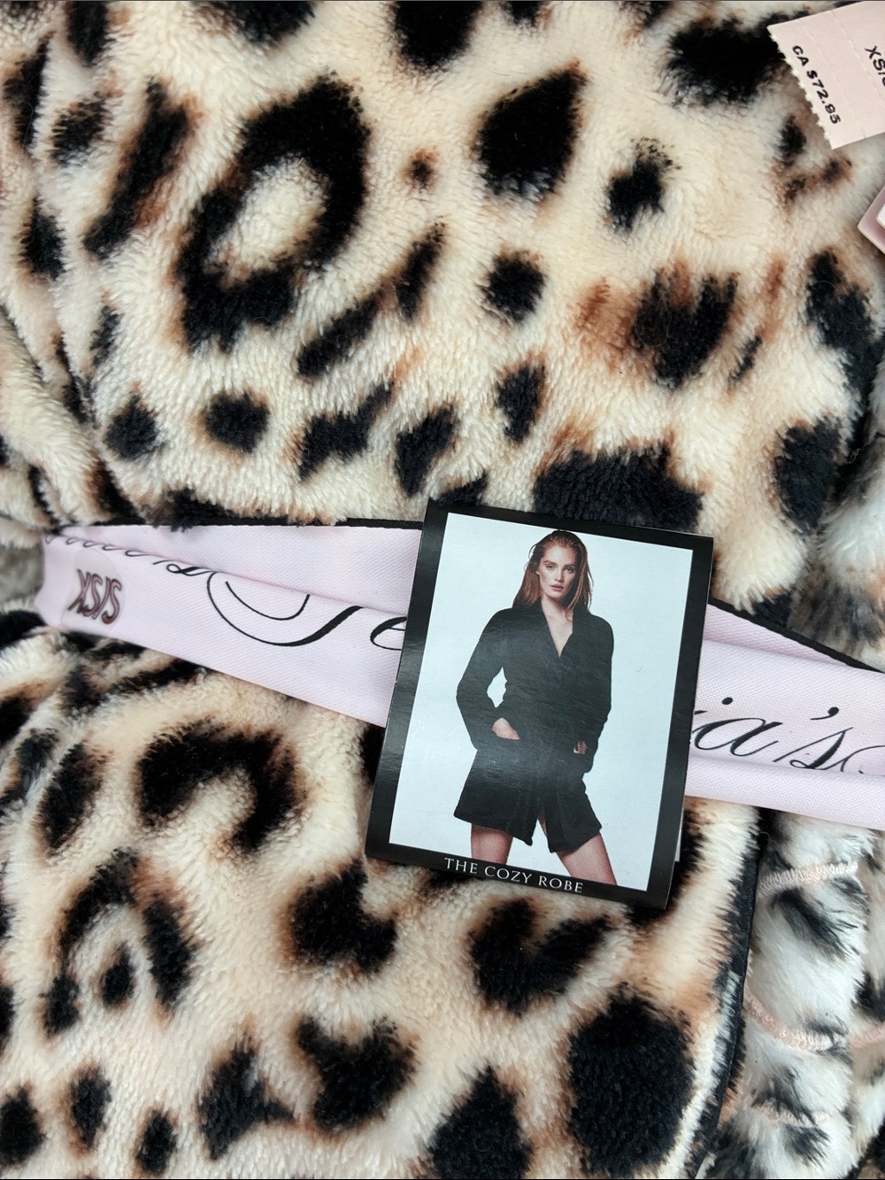 Leopard Plush Wrap Robe - Pink - Picture 3 of 4